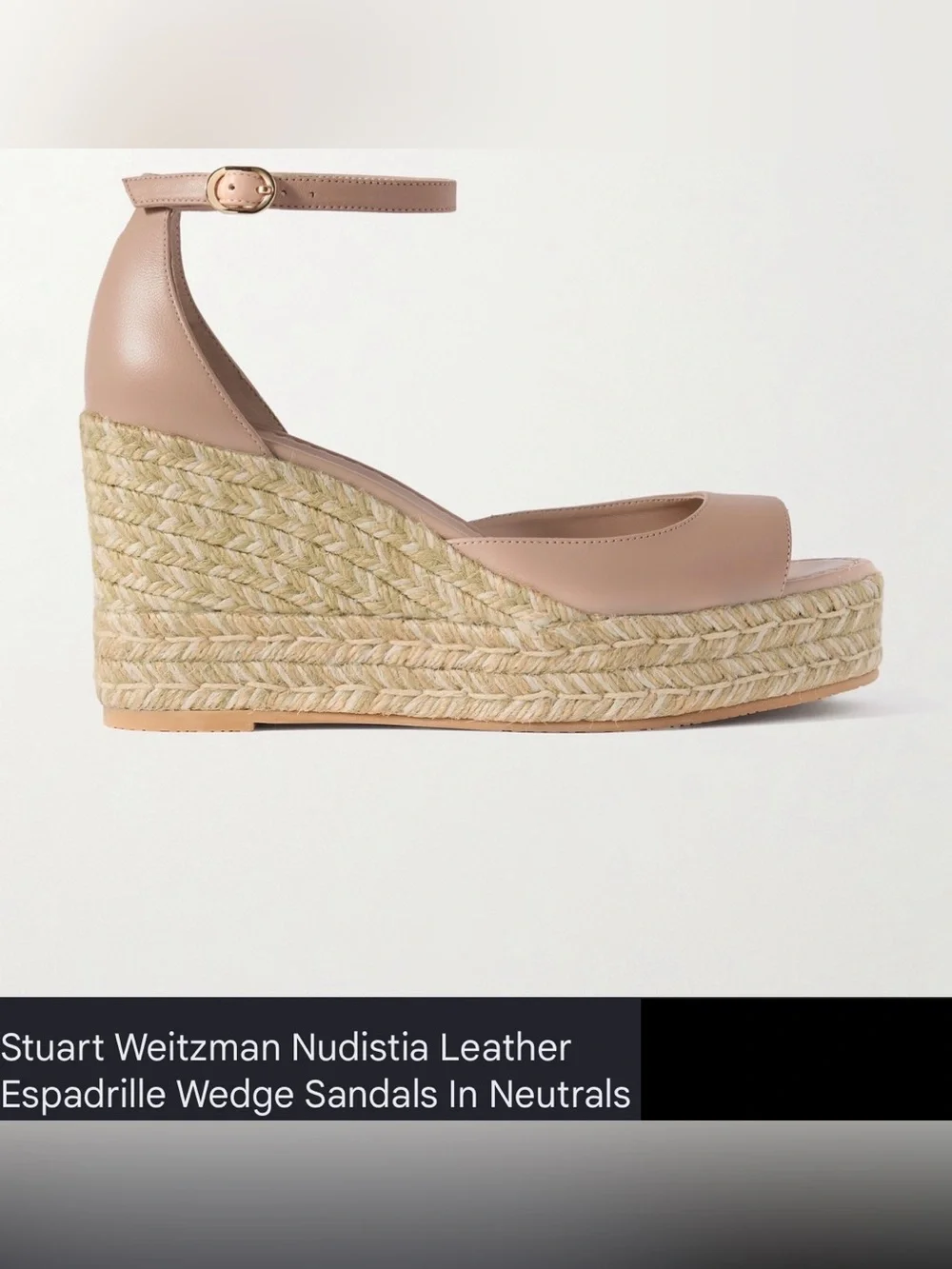 Stuart Weitzman Nude Leather Nudist Wedge Espadrille Sandal 10.5 + Dust Bag NWT